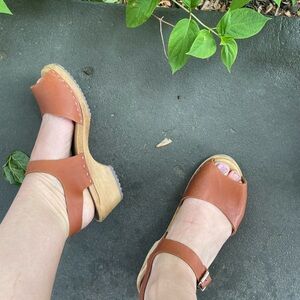 Swedish Wood and Leather Clog Sandals 39